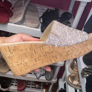 Torrid Silver and Tan Wedge Sandals